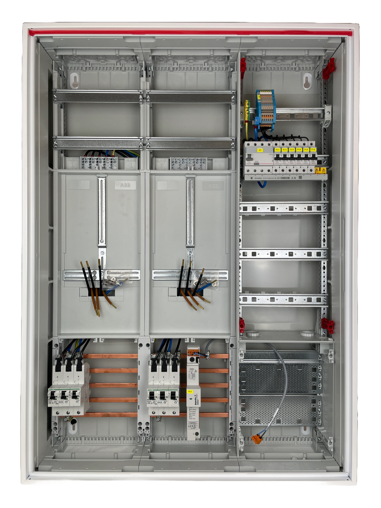 Typ 4 | ABB Striebel & John Zählerschrank verdrahtet | SLS | ÜSS | 1x FI | 6x B16