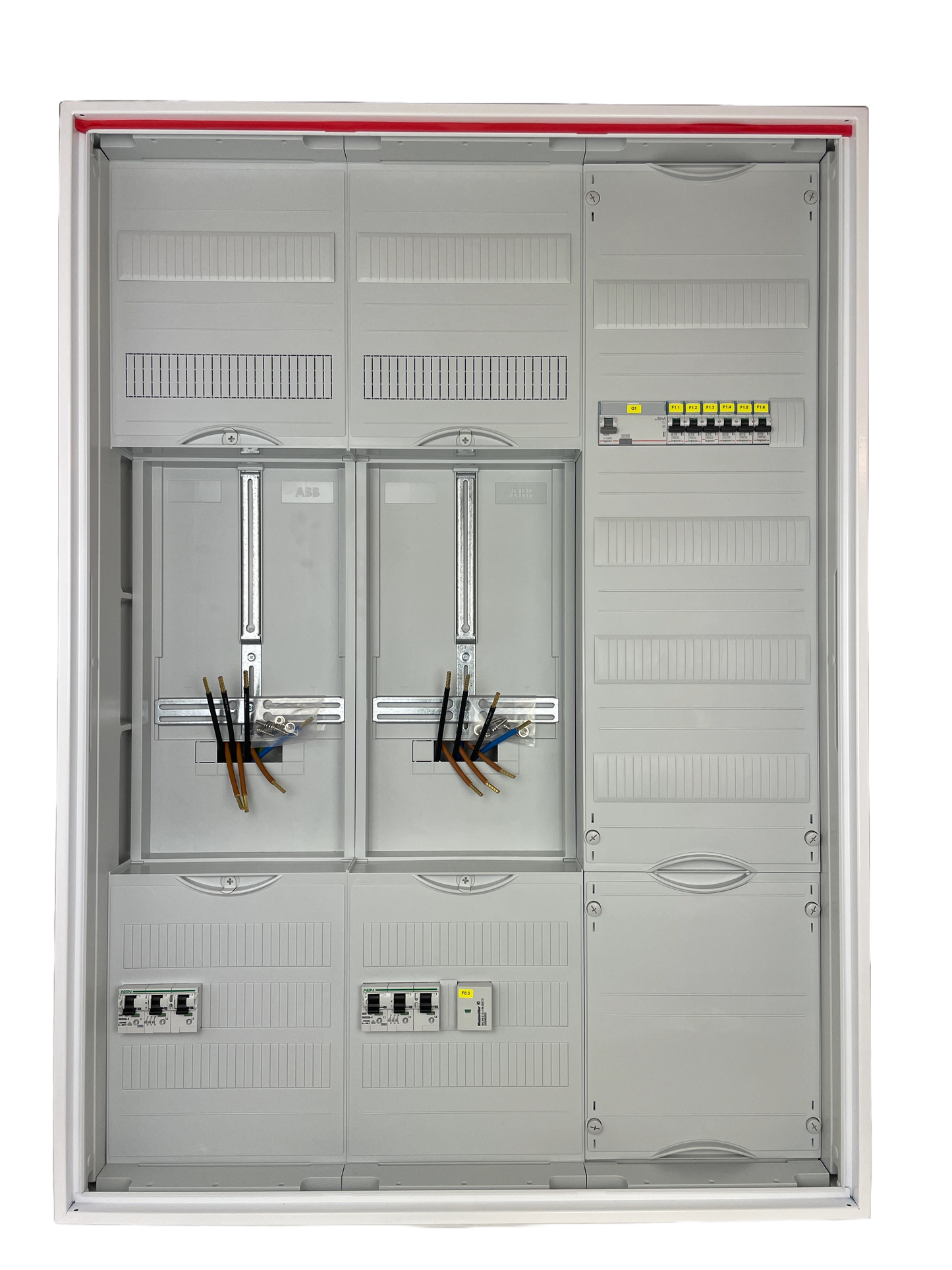 Typ 4 | ABB Striebel & John Zählerschrank verdrahtet | SLS | ÜSS | 1x FI | 6x B16