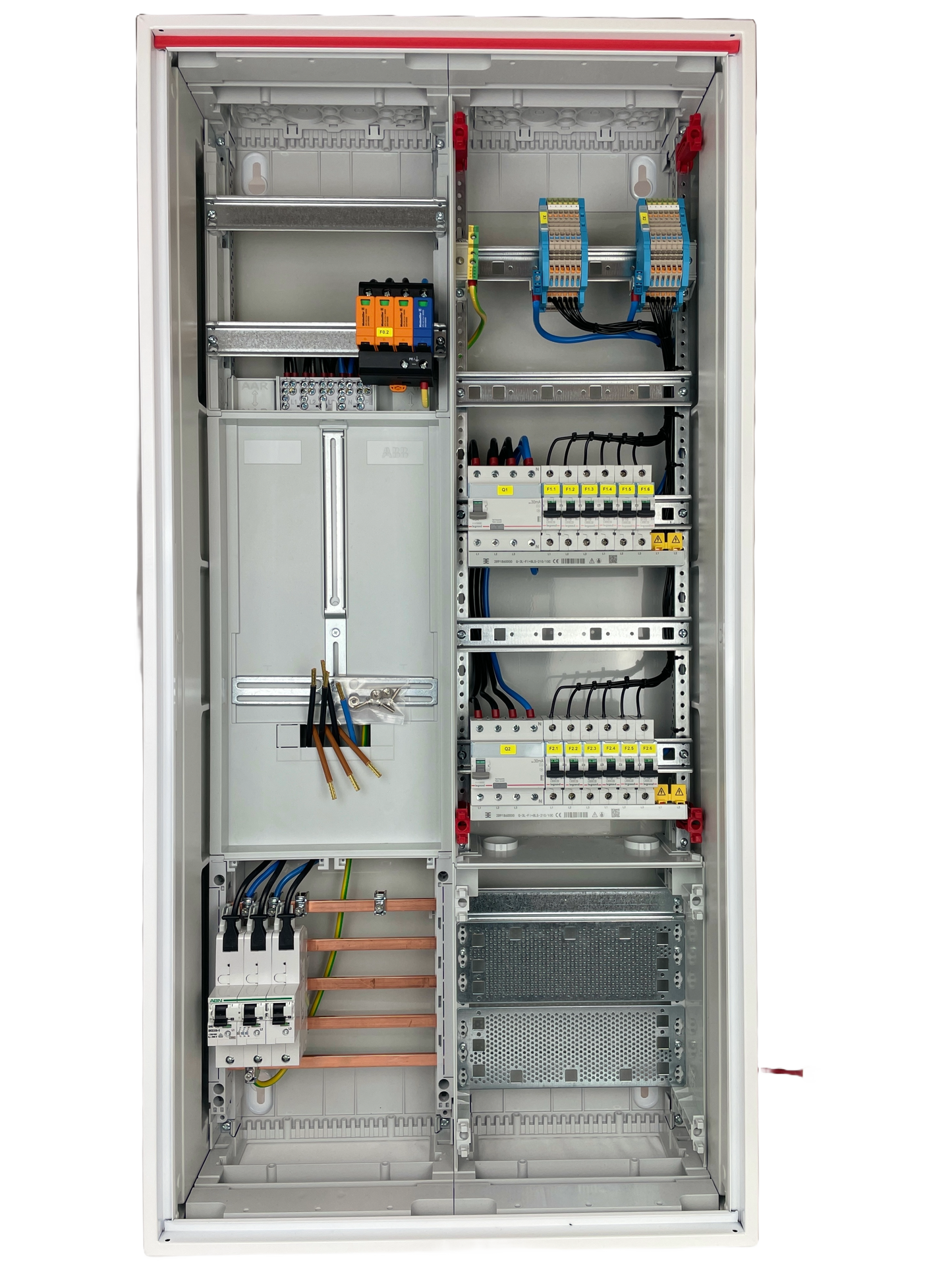 Typ 26.2 | ABB Striebel & John Zählerschrank verdrahtet | SLS | ÜSS | 2x FI | 12x B16