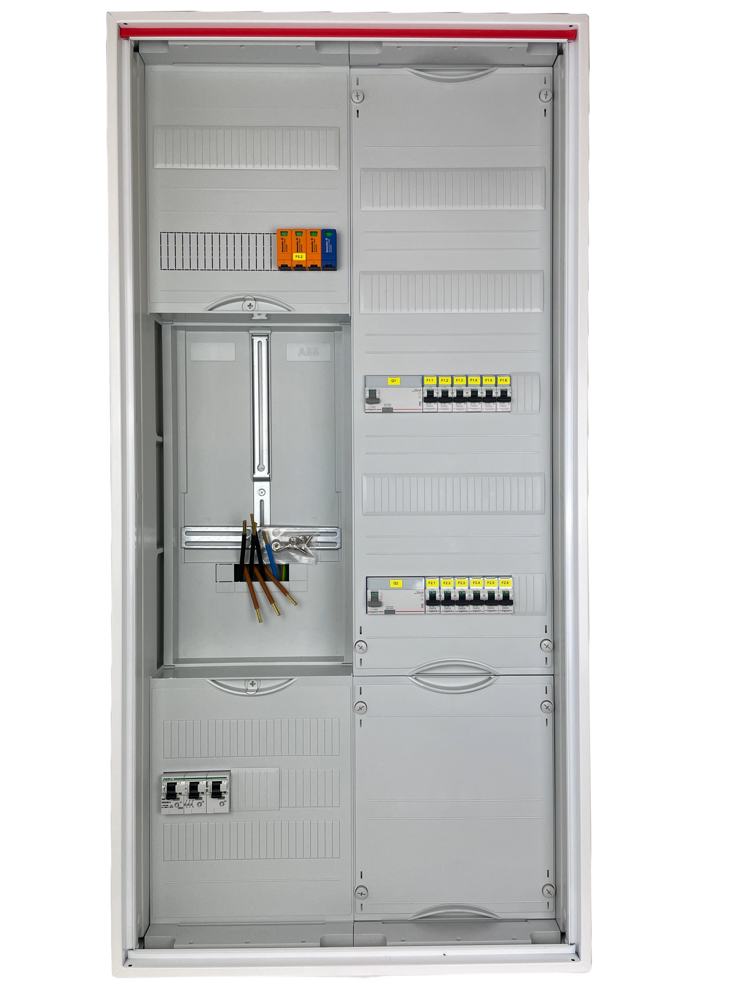 Typ 26.2 | ABB Striebel & John Zählerschrank verdrahtet | SLS | ÜSS | 2x FI | 12x B16