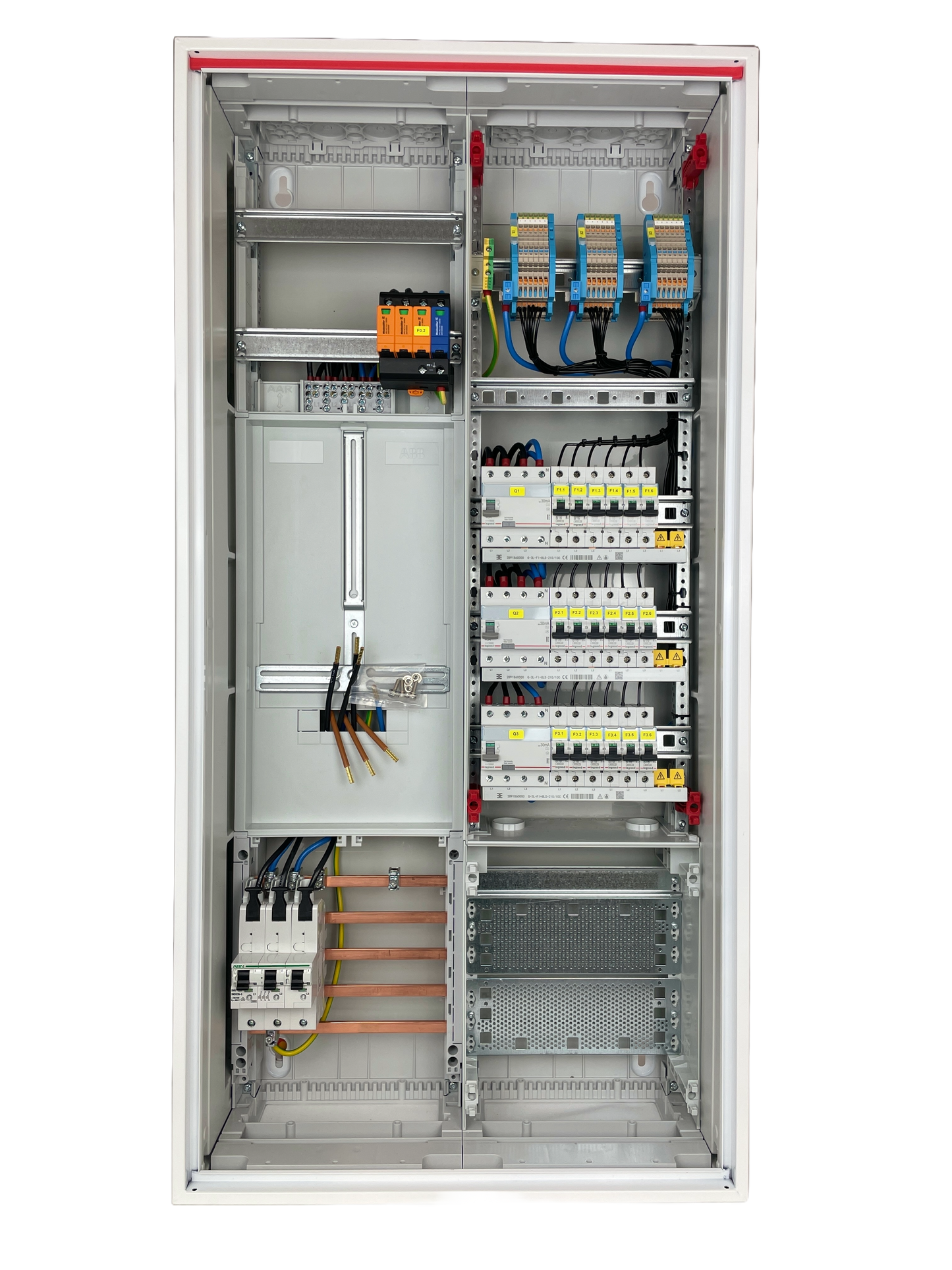 Typ 26.3 | ABB Striebel & John Zählerschrank verdrahtet | SLS | ÜSS | 3x FI | 18x B16