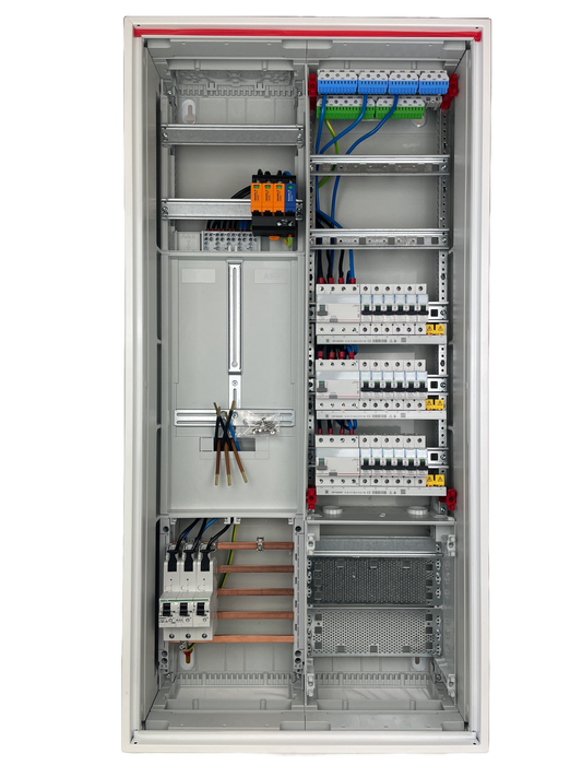 Typ 27.3 | ABB Striebel & John Zählerschrank verdrahtet | SLS | ÜSS | 3x FI | 18x B16